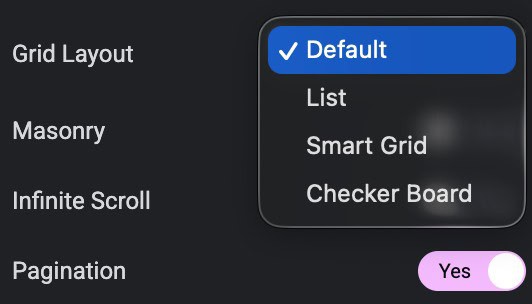 DA Post Blocks Adv Grid Layout dropdown in Elementor