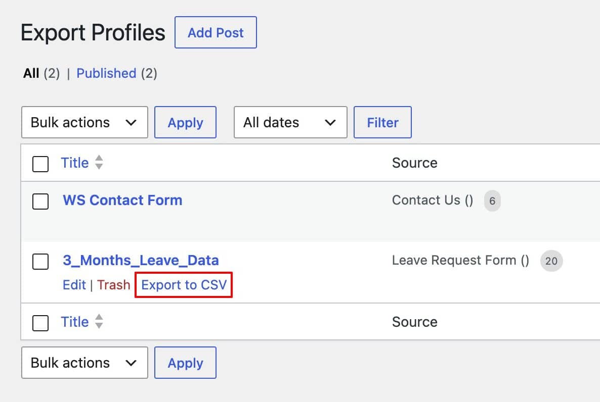 Export Profile Data to CSV