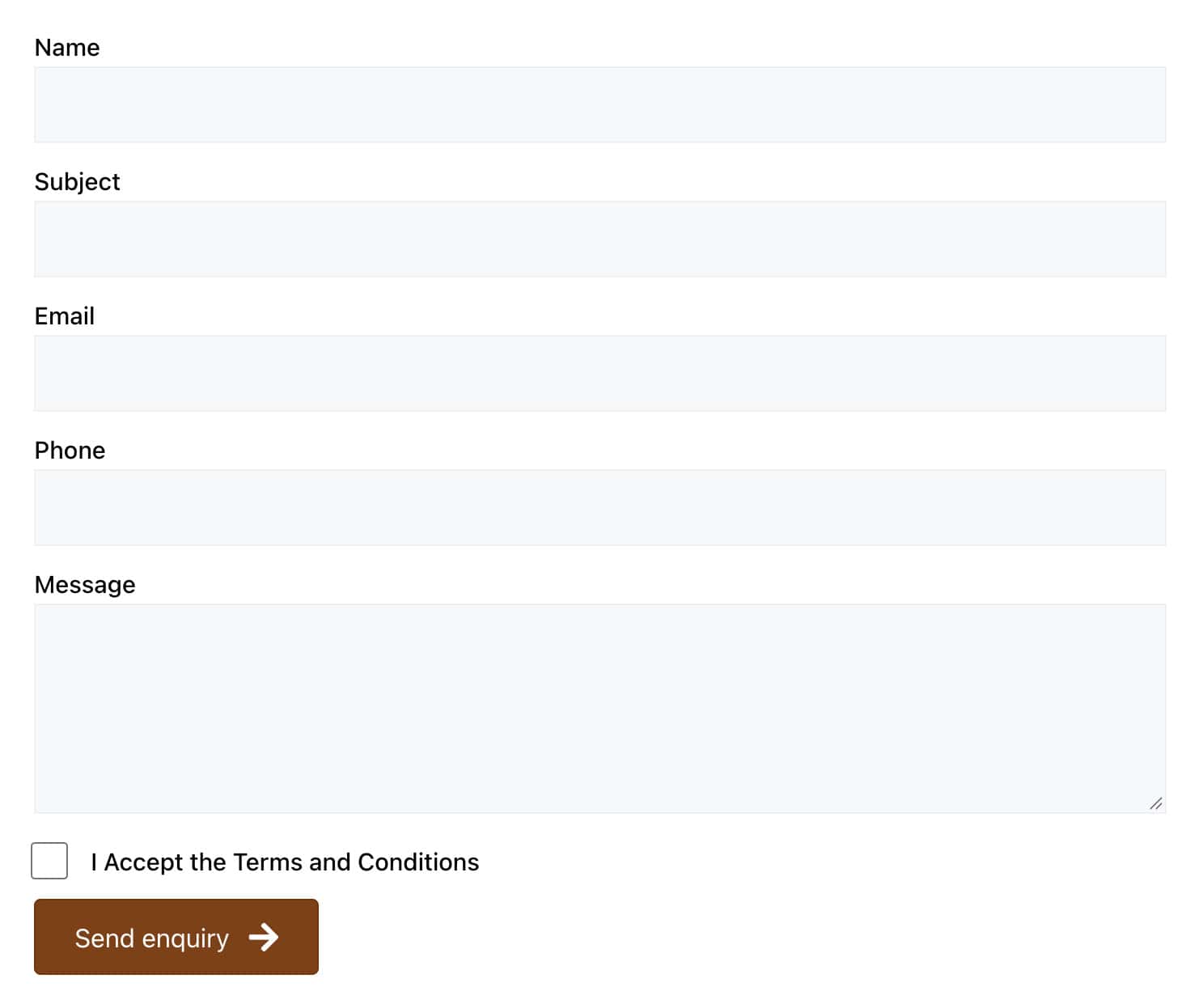 Enquiry form using Beaver Builder form in WordPress
