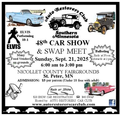 2025 Car Show & Swap Meet event at 837 Ronell St in St Peter, MN on September 21, 2025