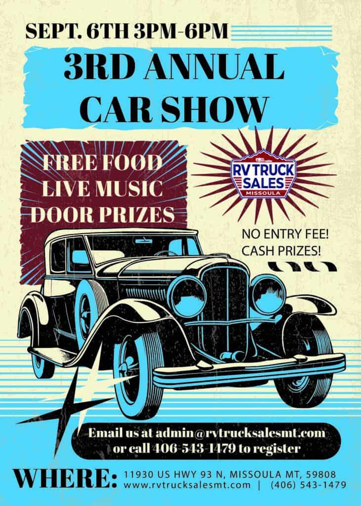 3rd Annual Car Show at RV Truck Sales event at RV Truck Sales in Missoula, MT on September 6, 2025