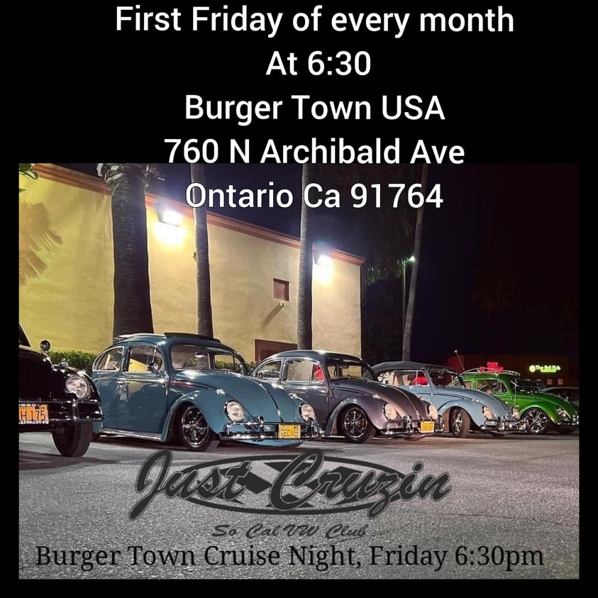 Burger Town Cruise Night event at Burger Town USA in Ontario, CA on February 7, 2025