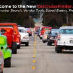 Screenshot of the new CarCruiseFinder website with upgraded search and car show tools