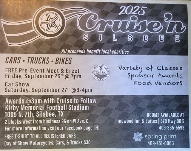 Cruise'n Silsbee event at Kirby Memorial Football Stadium in Silsbee, TX on September 26, 2025