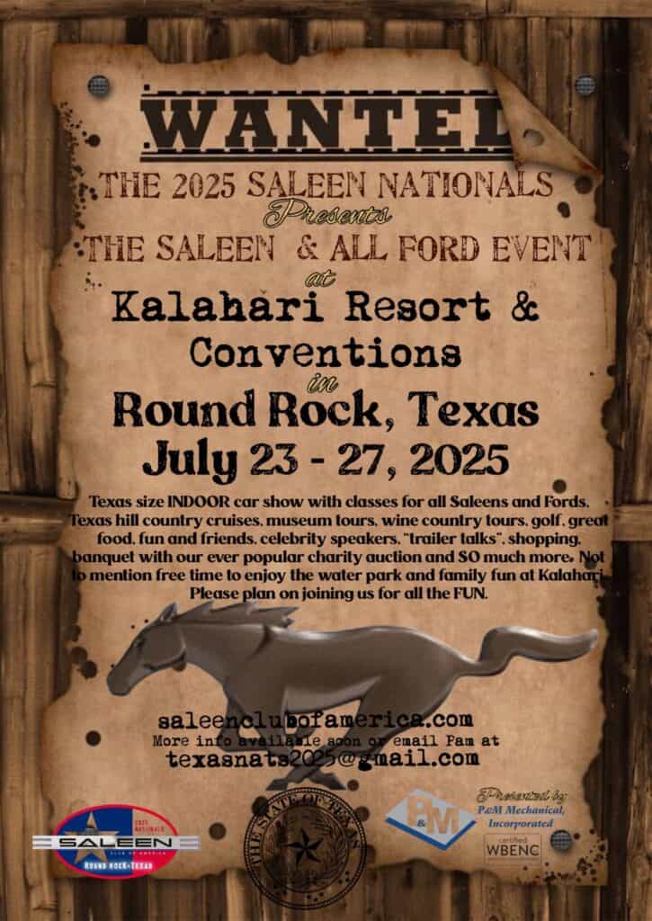 Saleen Nationals 2025 event at Kalahari Resorts & Conventions in Round Rock, TX on July 23, 2025