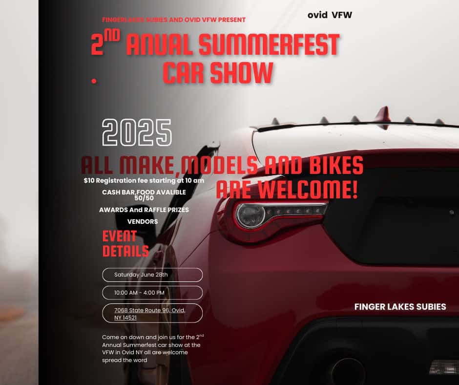 2nd annual SummerFest car and bike show event at Rt-96 in Ovid, NY on June 28, 2025