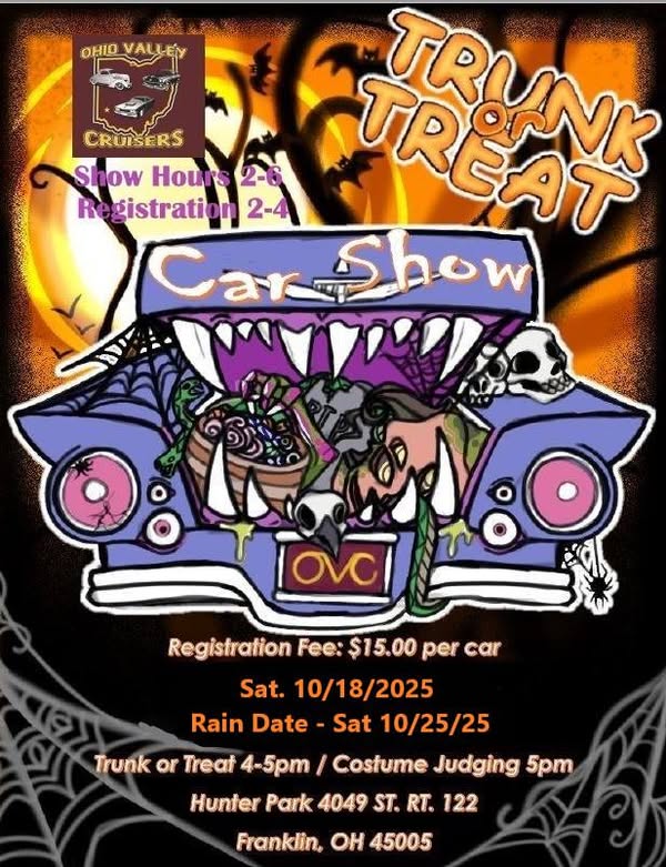 Ohio Valley Cruisers Car Show & Trunk or Treat event at Hunter Park in Franklin, OH on October 18, 2025