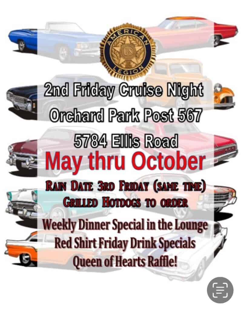 2nd Friday Cruise Night at Orchard Park American Legion Post 567 event at Orchard Park American Legion Post 567 in Orchard Park, NY on May 12, 2025