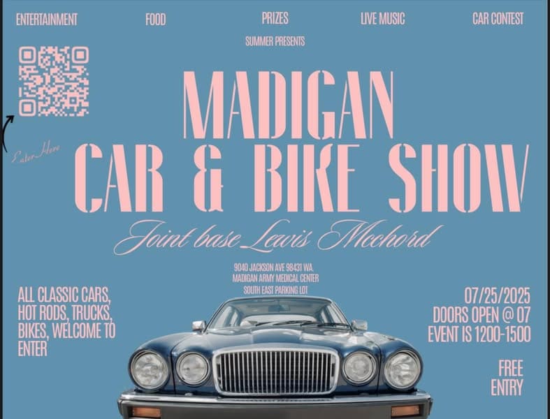 Car & Bike Show at Joint Base Lewis-McChord event at Madigan Army Medical Center – South East Parking Lot in Tacoma, WA on July 25, 2025