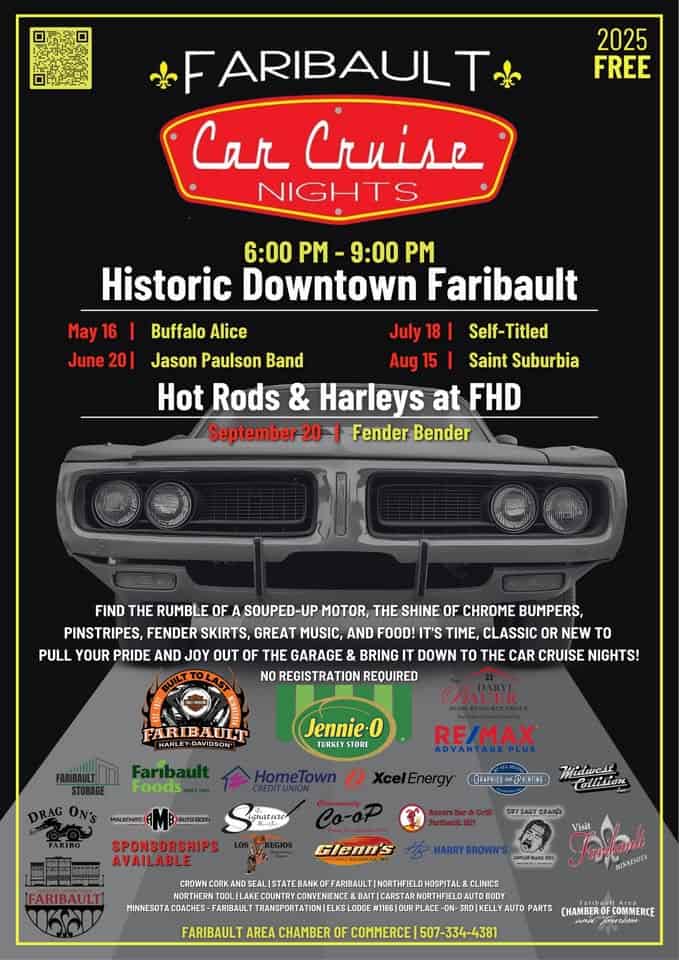 Faribault Downtown Car Cruise Nights (Roll-In) event at 804 Central Ave in Faribault, MN on June 20, 2025