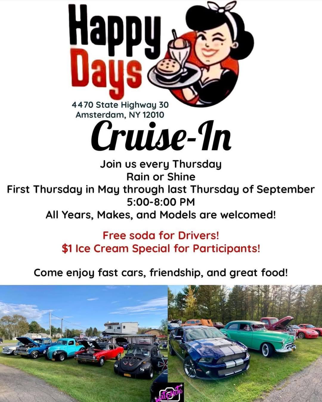 Happy Day's Cruise-In event at Happy Day's in Amsterdam, NY on May 4, 2025
