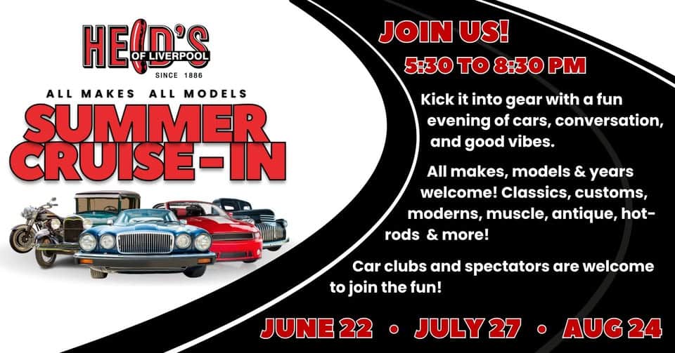 Heid's Summer Cruise-In (All Makes, All Models) event at 305 Oswego St in Liverpool, NY on June 22, 2025