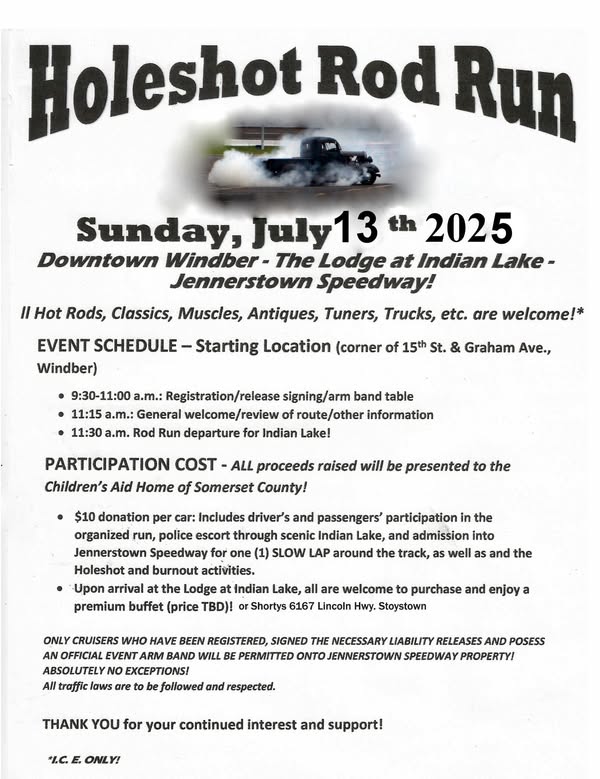 Holeshot Rod Run event at The Lodge at Indian Lake, Jennerstown Speedway in Windber, PA on July 13, 2025