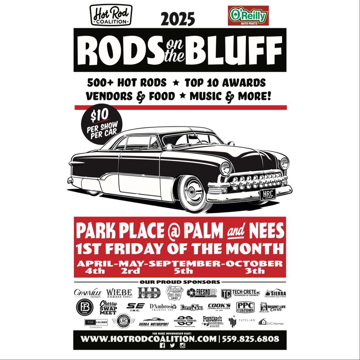 Hot Rod Coalition at Rods Bluff event at Park Place at Palm and Nees in Rods Bluff, CA on April 7, 2025