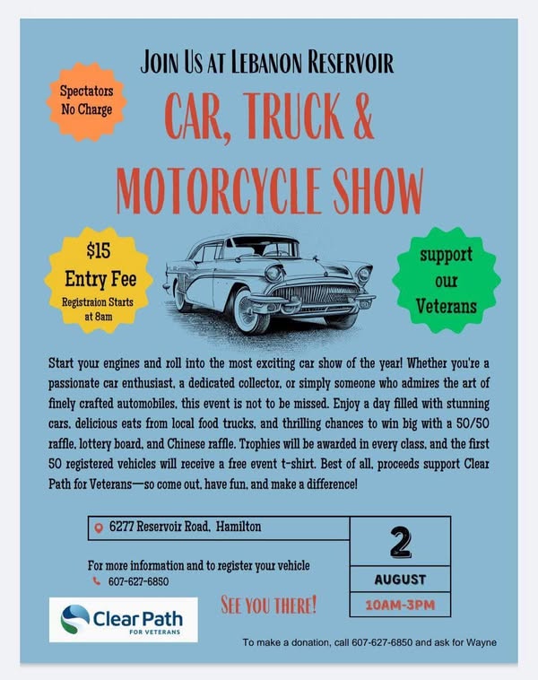 Lebanon Reservoir Car, Truck & Motorcycle Show event at Lebanon Reservoir in Hamilton, NY on August 2, 2025