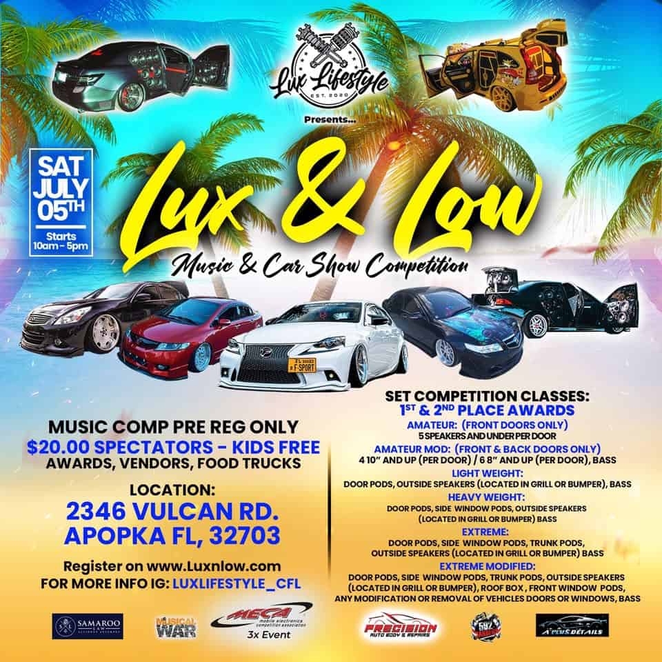 Lux and Low event at 2346 Vulcan Rd in Apopka, FL on July 5, 2025
