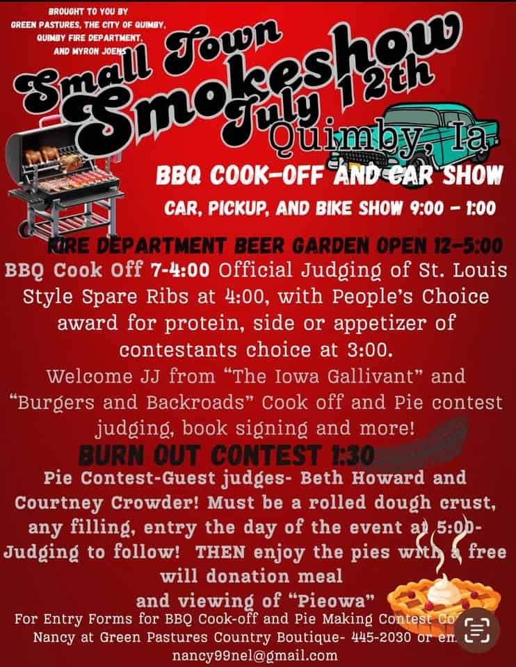 Small Town Smokeshow event at 108 N Main St in Quimby, IA on July 12, 2025