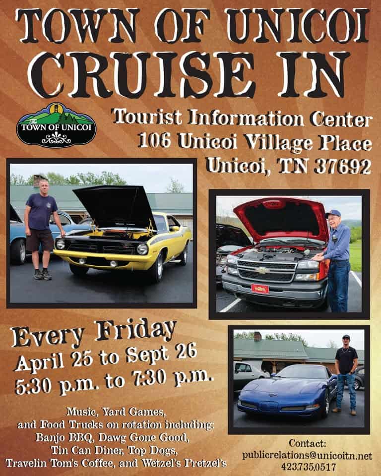 Town of Unicoi Cruise In event at 106 Unicoi Village Pl in Unicoi, TN on May 23, 2025