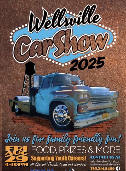 2025 Wellsville Car Show event at On The Bricks in Wellsville, KS on August 29, 2025