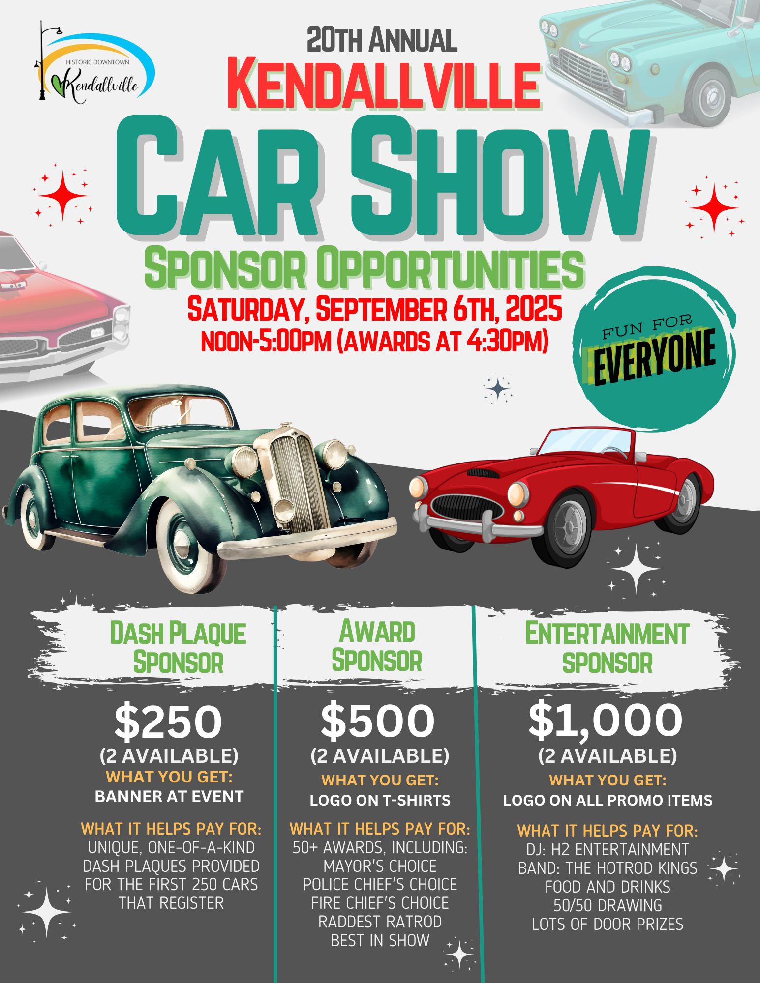 20th Annual Kendallville Car Show event at Historic Downtown in Rendallville, IN on September 6, 2025