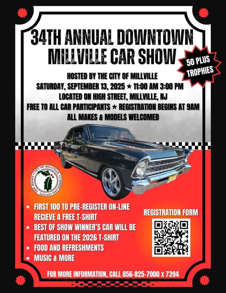 Annual Millville Car Show event at 1306 N High St in Millville, NJ on September 13, 2025