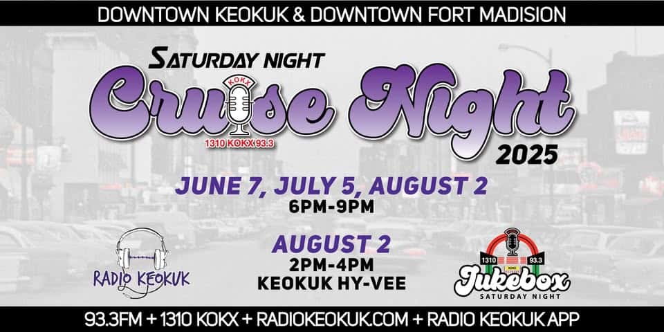 August 2, 2025 - Keokuk Hy-Vee Car Show - 2-4pm LIVE Remote on KOKX - Downtown Keokuk event at 300 Main St in Keokuk, IA on August 2, 2025