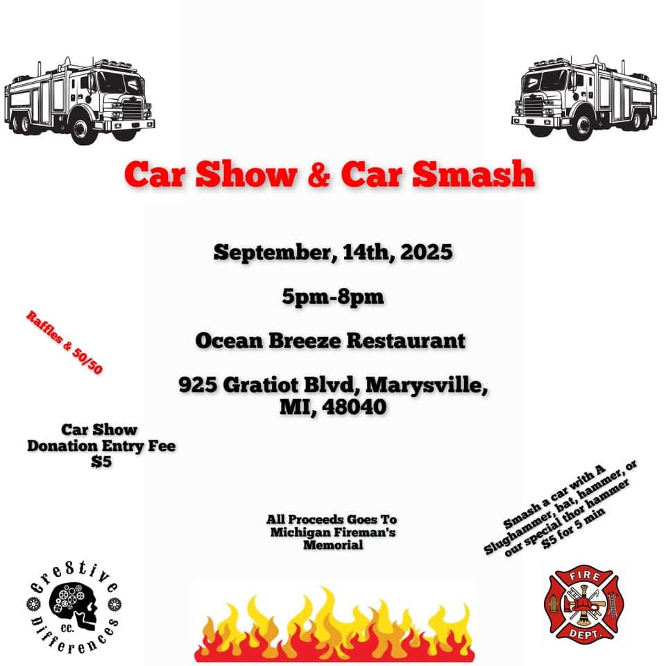 Car Show & Car Smash event at 925 Gratiot Blvd in Marysville, MI on September 14, 2025