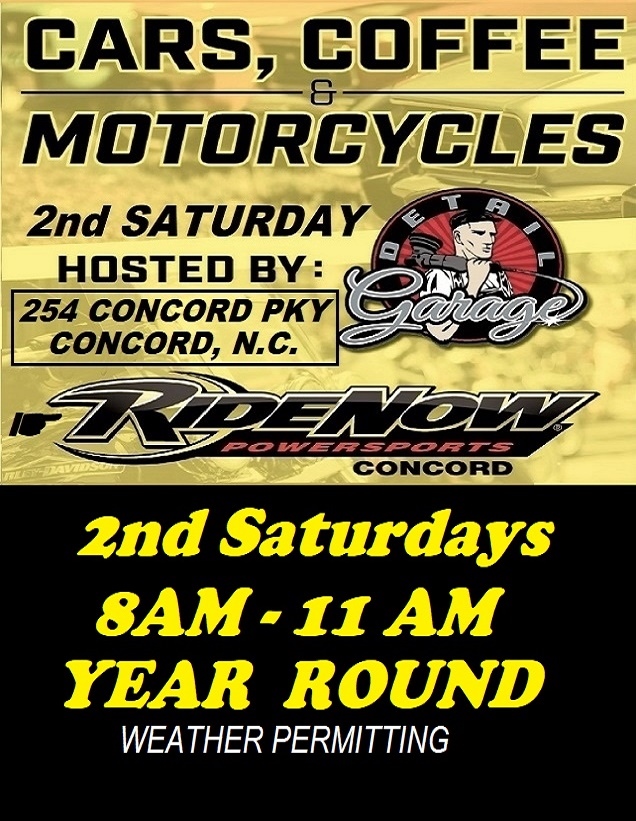 Cars & Coffee event at A Garage and R Penow Powersports Concord in Concord, NC on April 8, 2025