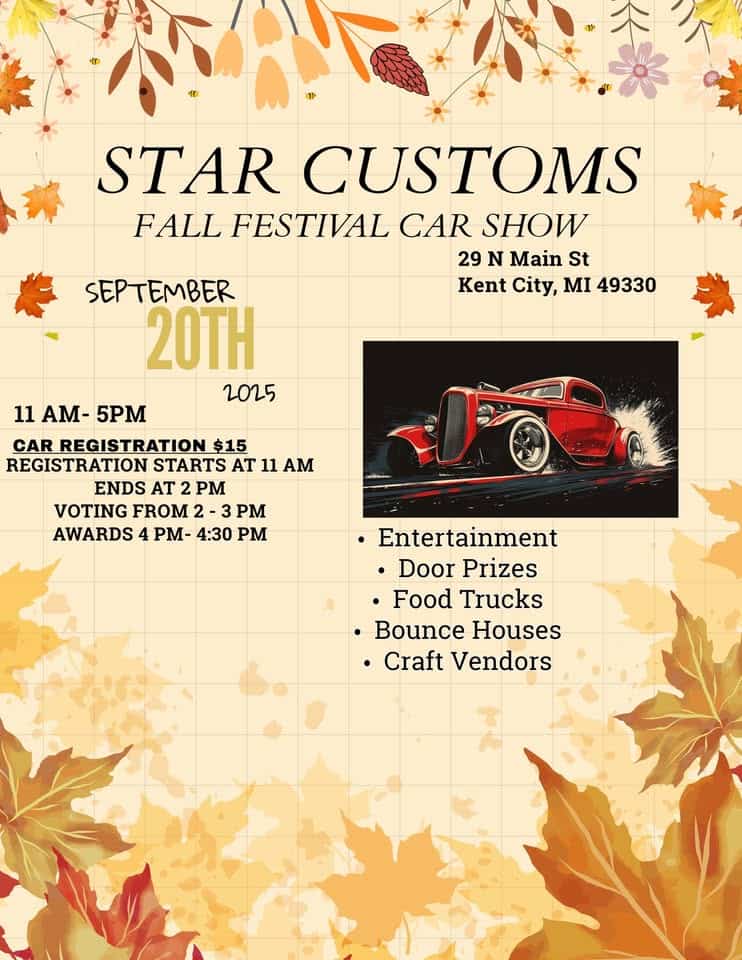 Fall Festival Car Show event at 29 N Main St in Kent City, MI on September 20, 2025
