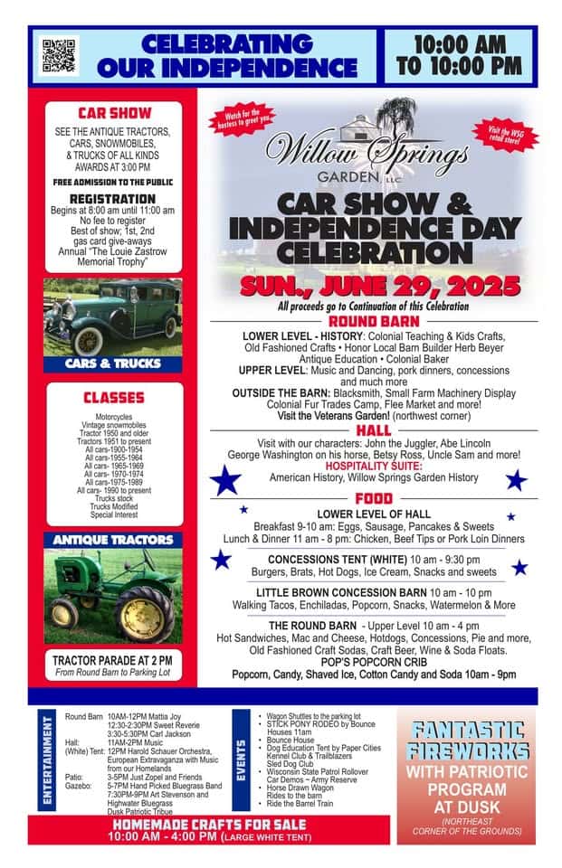 Independence Day Celebration and Car Show event at 5480 Hillcrest Dr in Wausau, WI on June 29, 2025