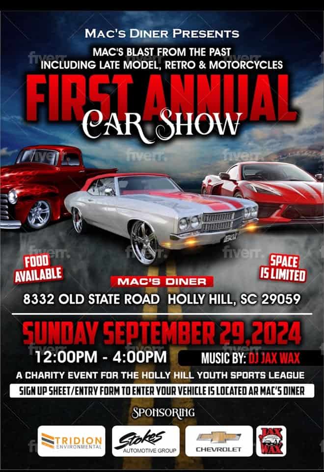 MAC'S BLAST FROM THE PAST CAR SHOW event at 8332 Old State Rd in Holly Hill, SC on September 7, 2025
