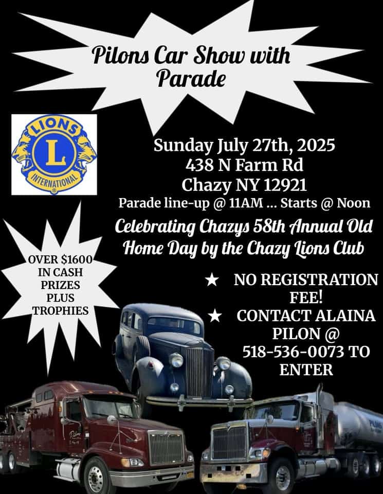 Pilon's Car Show event at 438 N Farm Rd in Chazy, NY on July 27, 2025