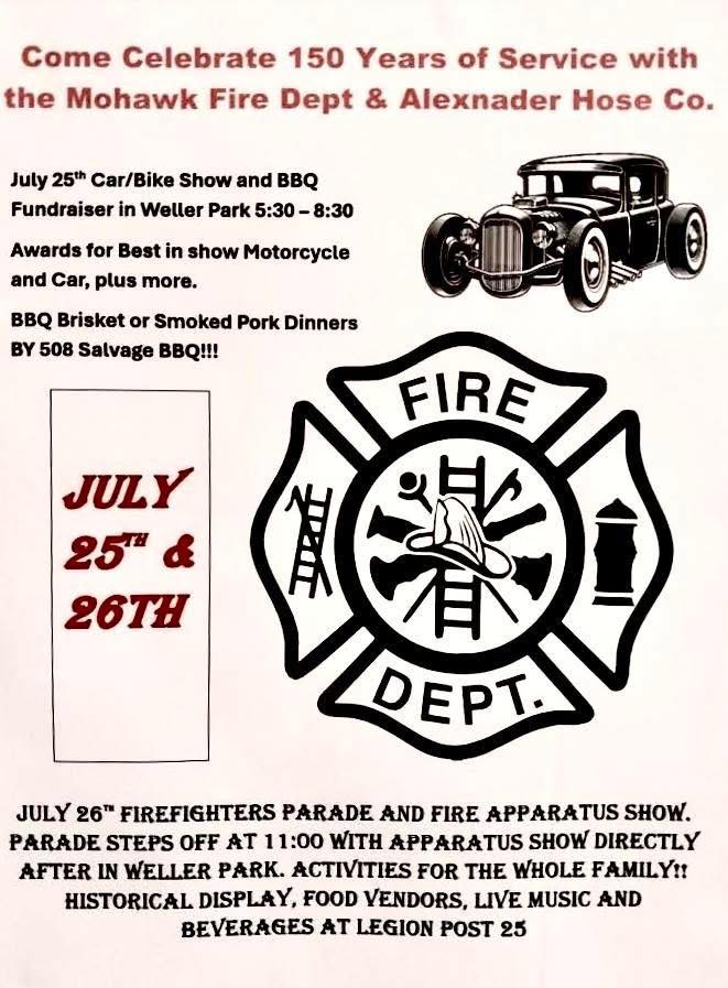 150 Years of Service Celebration with the Mohawk Fire Dept & Alexander Hose Co. event at Weller Park in Mohawk, NY on July 25, 2025
