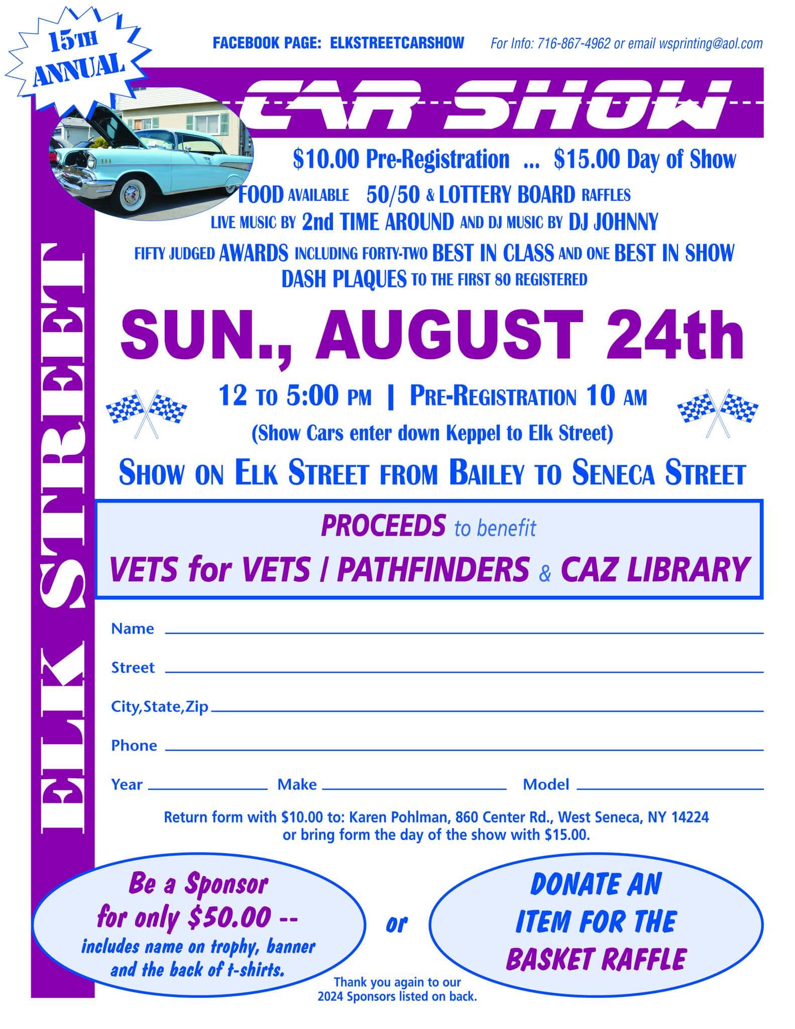 15th Annual Elk Street Car Show event at Elk Street, from Bailey to Seneca Street in Buffalo, NY on August 24, 2025