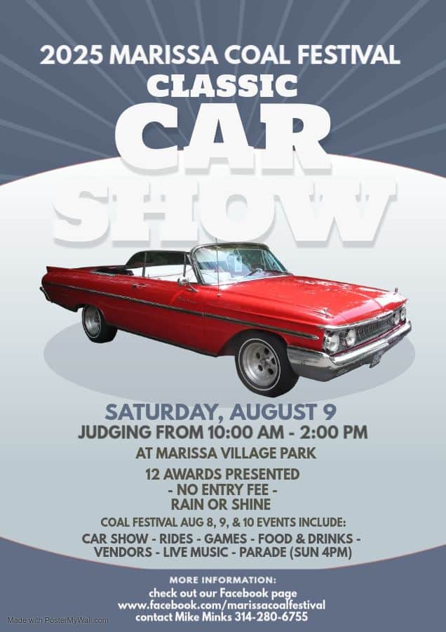2025 Marissa Coal Festival Car Show event at W St Clair Ave in Marissa, IL on August 9, 2025