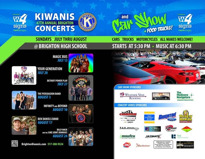 47th Annual Brighton Concerts and Car Show event at Brighton High School in Brighton, MI on July 13, 2025