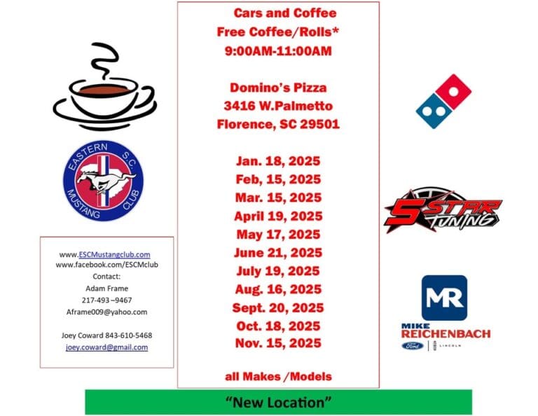 cars and Coffee New Location car show in Timmonsville, SC