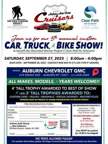 5th Annual Custom Car, Truck, & Bike Show event at Auburn Chevrolet GMC in Auburn, NY on September 27, 2025