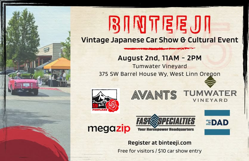 Binteeji Vintage Japanese Car Show & Cultural Event event at Tumwater Vineyard in West Linn, OR on August 2, 2025