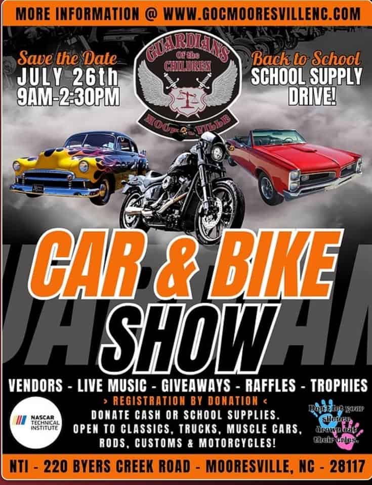 Car and Bike Show event at 220 Byers Creek Rd in Mooresville, NC on July 26, 2025