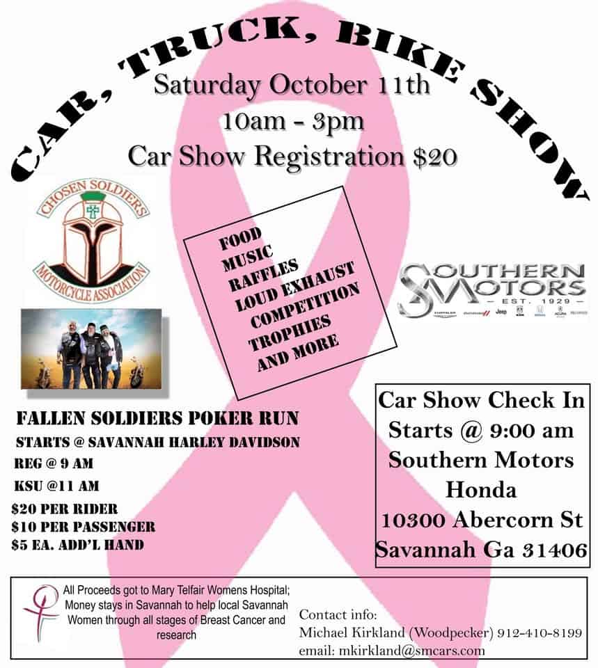 Car, Truck, & Bike Show - Benefiting the Mary Telfair Womens Hospital event at 10300 Abercorn St in Savannah, GA on October 11, 2025