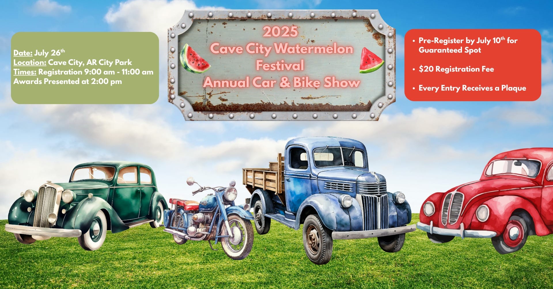 Cave City Watermelon Festival event at City Park in Cave City, AR on July 26, 2025