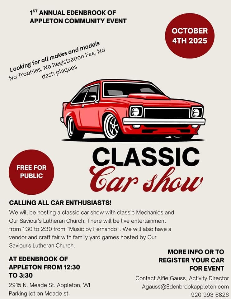 Classic Car Show event at 2915 N Meade St in Appleton, WI on October 4, 2025