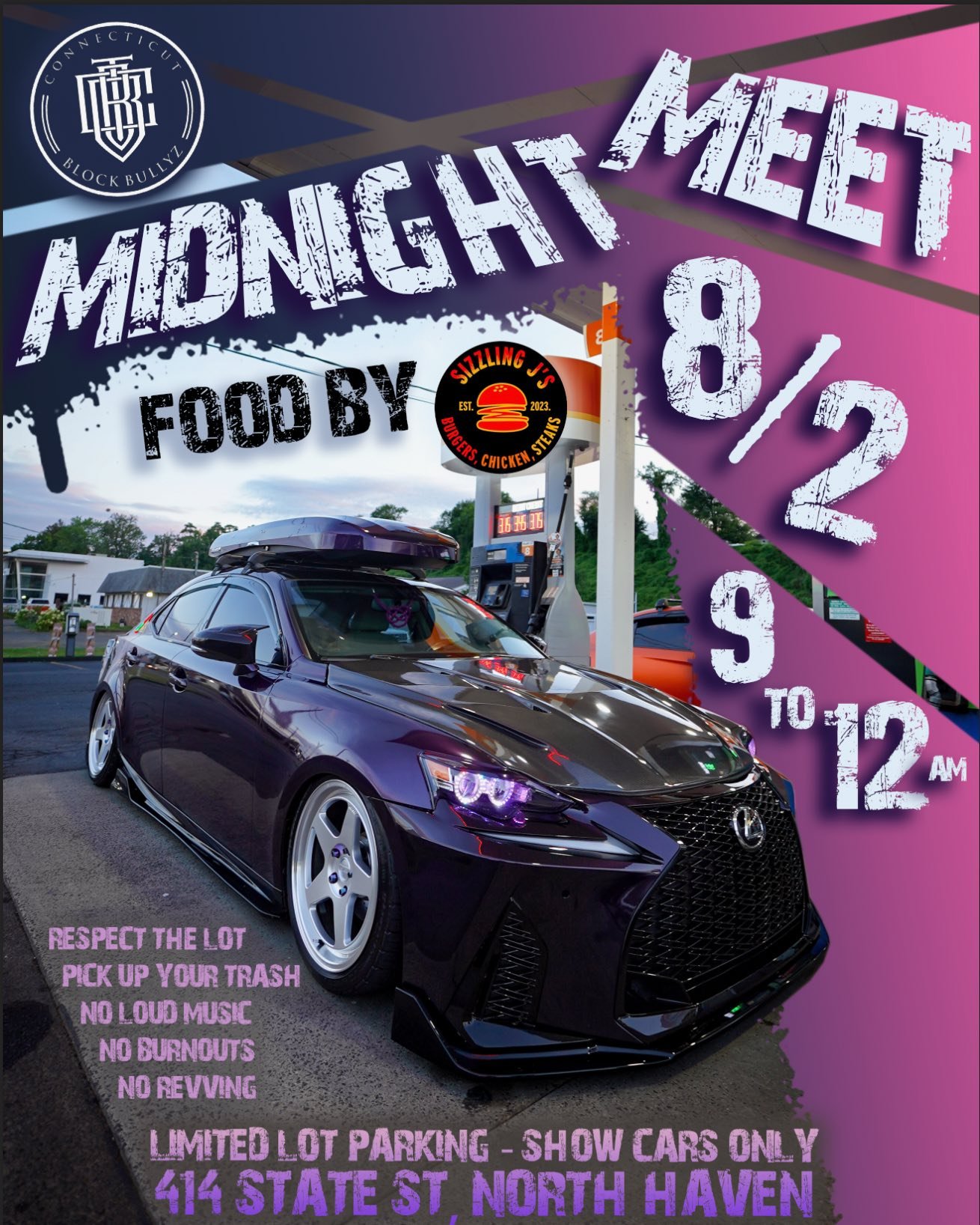 Conn Block Bullyz Midnight Meet event at 414 State St in North Haven, CT on August 2, 2025