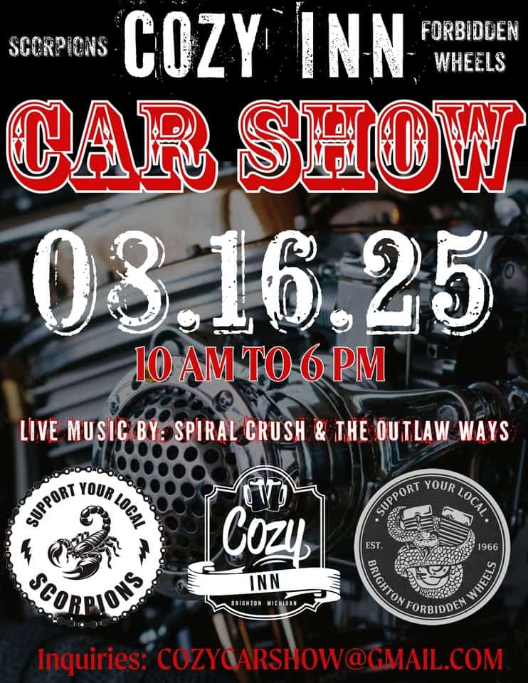 Cozy Car Show event at 10906 Grand River Ave in Brighton, MI on August 16, 2025
