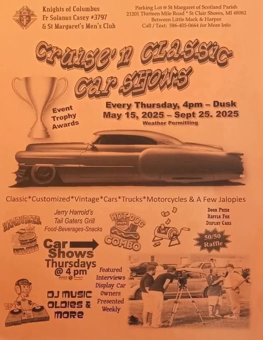 Cruise'n Classic Car Shows event at St Margaret of Scotland Parish Parking Lot in St Clair Shores, MI on May 15, 2025