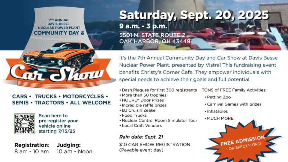 Davis-Besse Community Day & Car Show event at 5501 North Sr 2 in Oak Harbor, OH on September 20, 2025