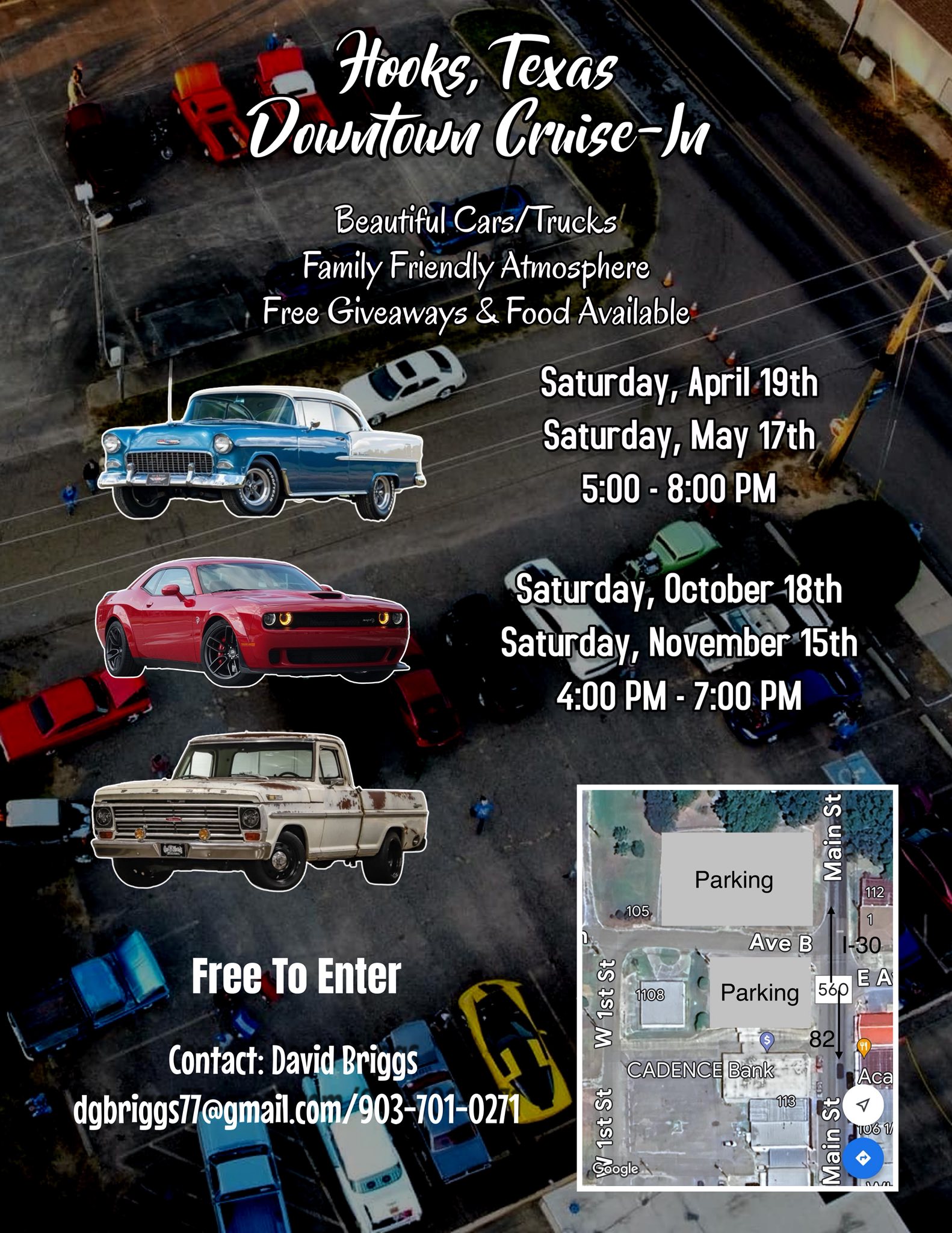 Downtown Cruise-In event at Downtown Hooks in Hooks, TX on April 19, 2025