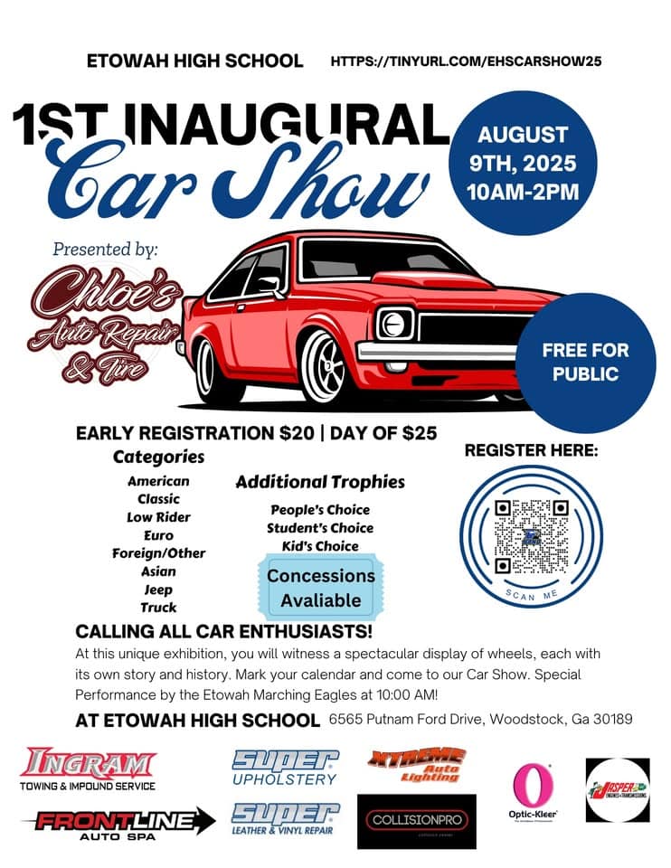 Etowah Car Show event at 6565 Putnam Ford Dr in Woodstock, GA on August 9, 2025