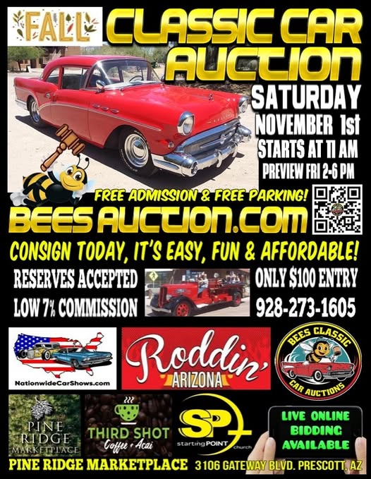 Fall Classic Car Auction event at Pine Ridge Marketplace in Prescott, AZ on November 1, 2025